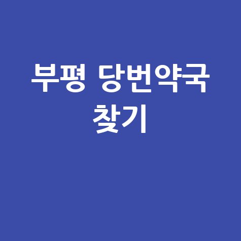 인천 부평구 당번약국: 일요일, 공휴일, 토요일 문 여는 곳 찾기!