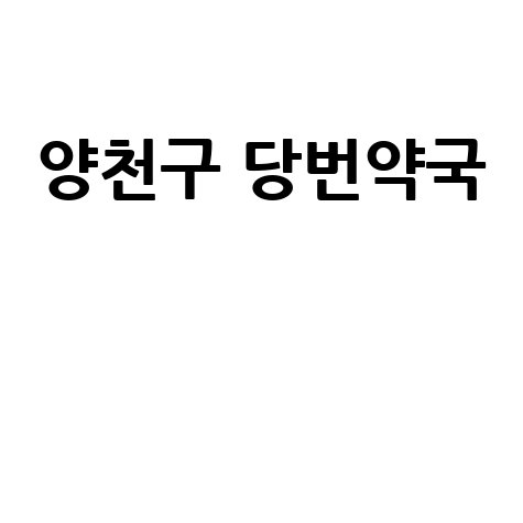 서울 양천구 당번약국: 토요일&middot;일요일&middot;공휴일 문 여는 약국 정보