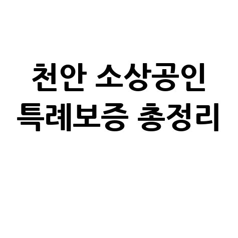 천안시 소상공인 특례보증 신청방법 및 지원 자격 총정리