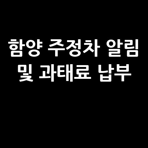 함양군 주정차단속 알림 신청 및 과태료 조회 납부 방법